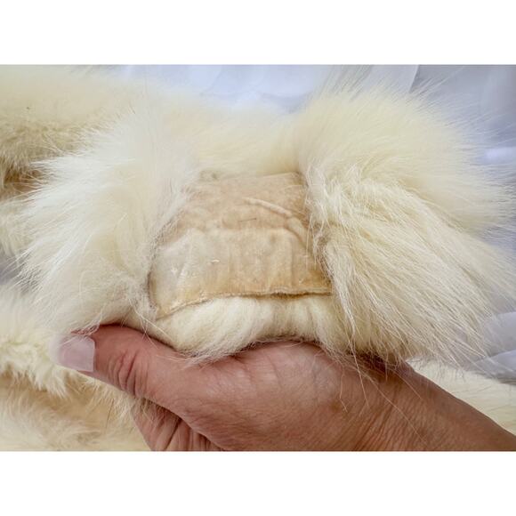 Vintage Genuine White Fox FUR Boa scarf stole 60" Luxury hand made 60's one tail - Picture 7 of 7